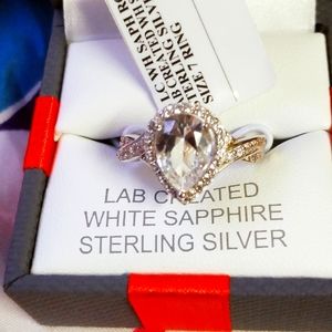 White Sapphire ring sterling silver size 7
